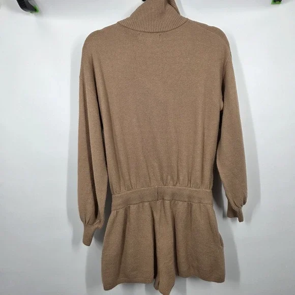 Spirtual Gangster Women's Funnel Neck Romper Brown M $148 Cozy Lounge Sleep - Picture 6 of 7
